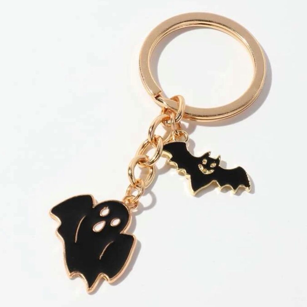 New Ghost Bat Purse Charm Keychain Present Halloween Black Gift Present